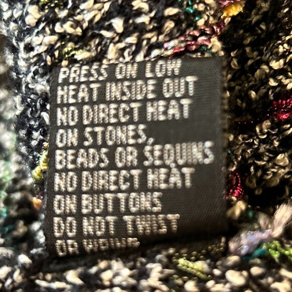 Berek Vintage SZL Black Tweed Wool Sweater Blazer Lace Chic Parisian Designer 90 - Picture 9 of 10